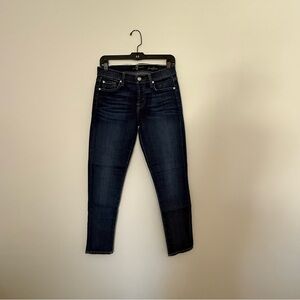 7 For All Mankind Women’s Blue Skinny Jeans w/ High Waist and Faded Look Size 25